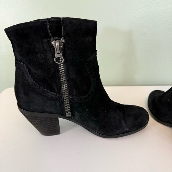 Sam Edelman Booties 7 Suede Leather Western Fringe Zip Ankle Cowboy Black - Picture 4 of 10